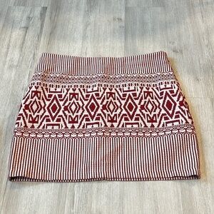 Springfield Native Print Mini Skirt Woven Tapestry Red & White Women’s Medium